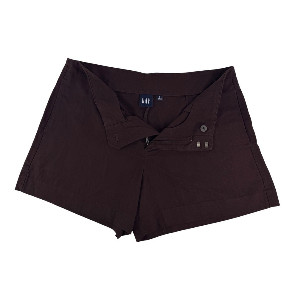 Gap Womens Brown Linen Blend Mid Rise 4 Inch Inseam Shorts Size 6 Flat front